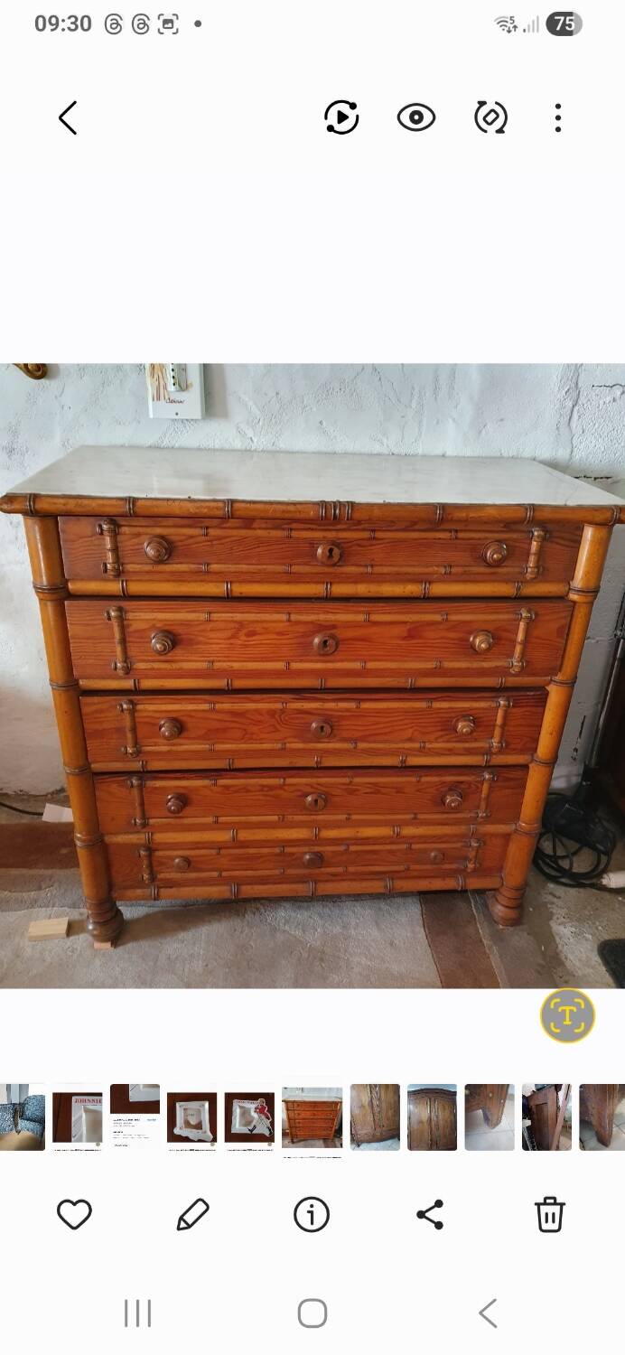 Early 20th-century commode in bamboo pitchin style.