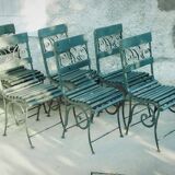 Garden furniture set with 6 chairs, known as Vichy? Art Nouveau 1880?