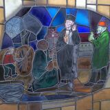 Large signed stained glass window