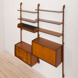 Ergo Wall Unit in teak with 6 shelves and 2 cabinets by John Texmon for Blindheim Møbelfabrikk, 2 ba
