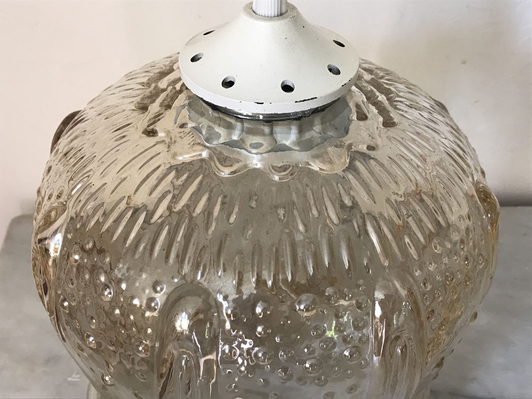 Vintage glass tulip hanging lamp