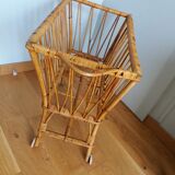 Rattan wicker cradle on wooden wheels