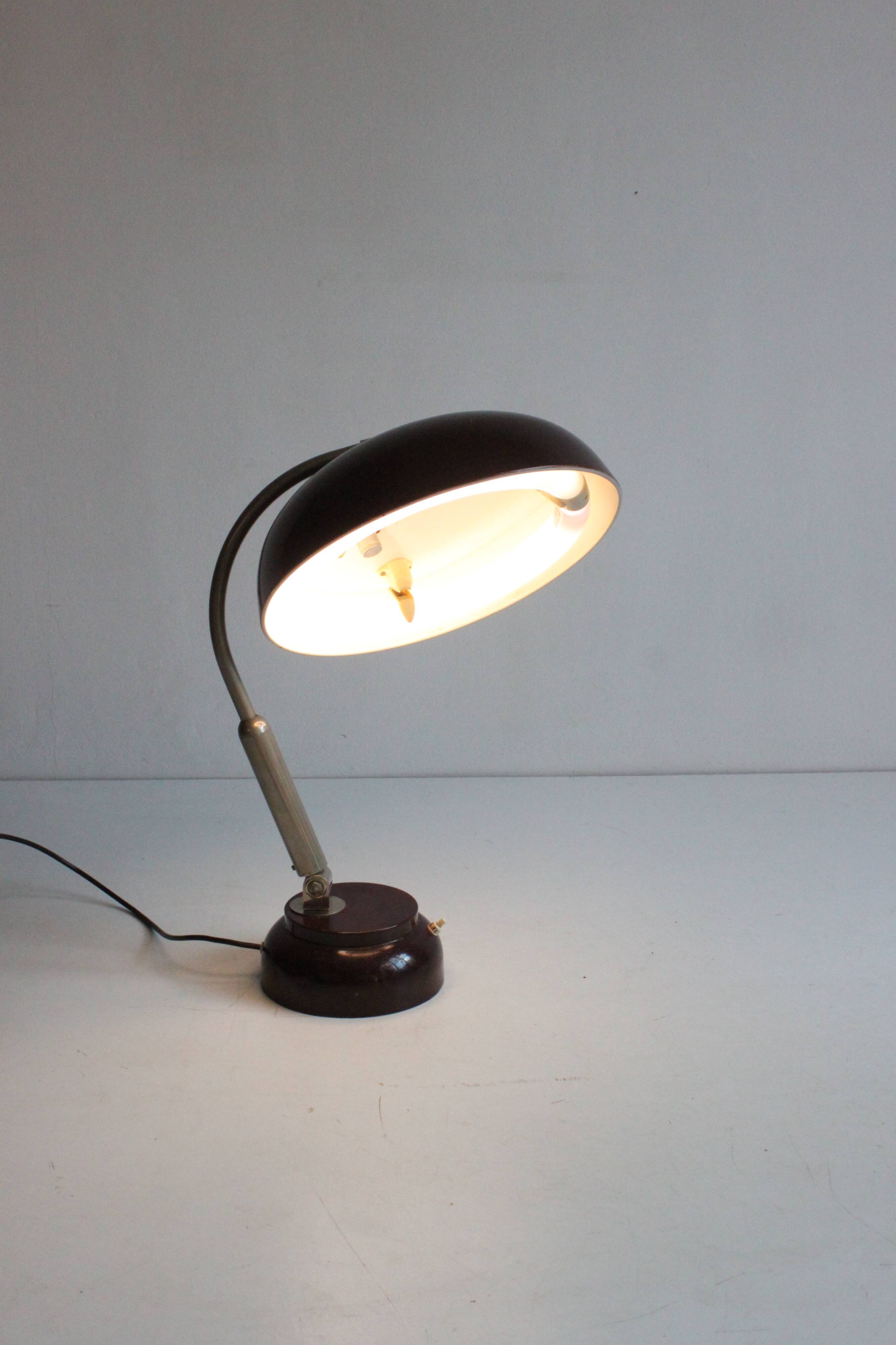 Lampe de bureau en métal avec anneau lumineux par Hala, Pays-Bas, années 1950
