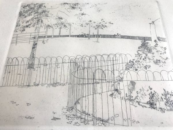 Peter stevenson, lacrosse hyde park, 1972. eau-forte signée au crayon