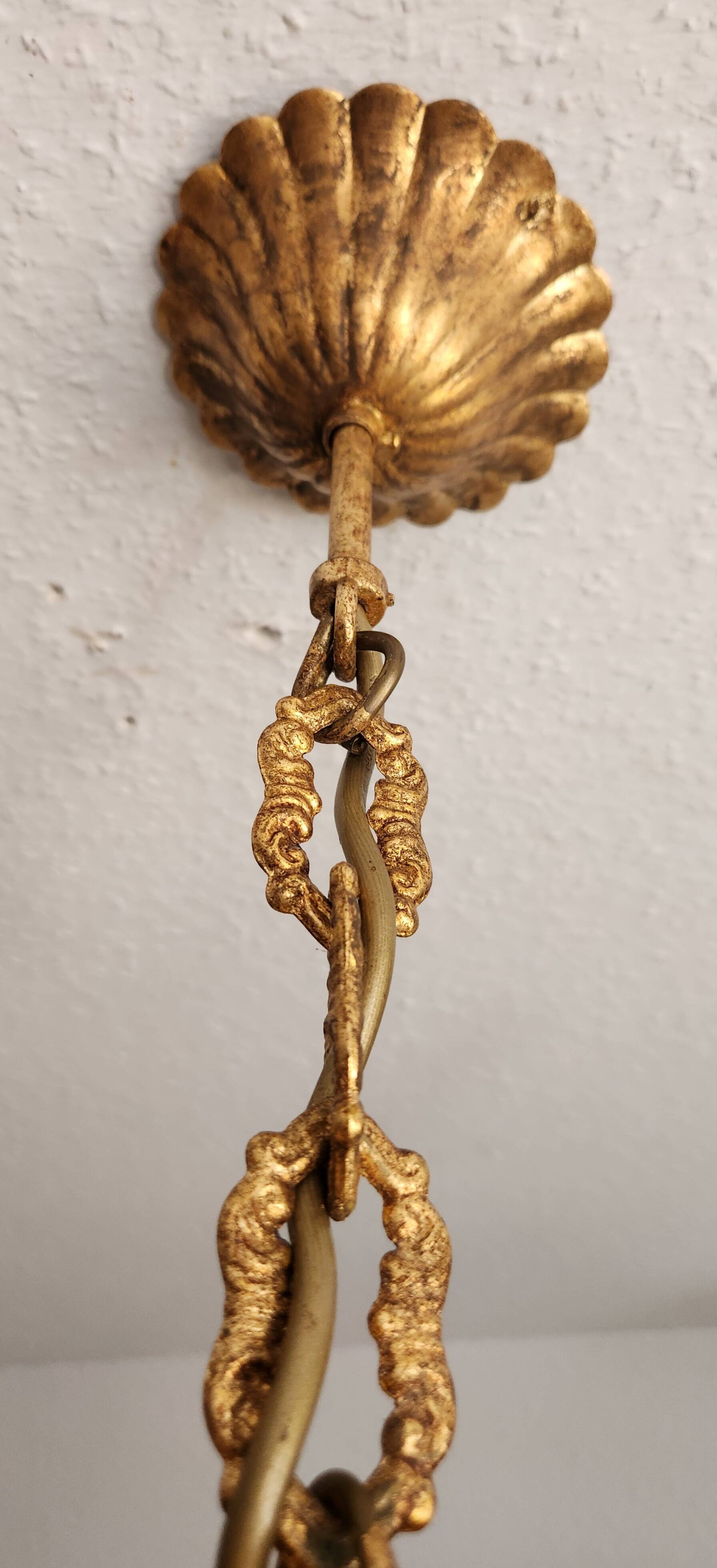 Antique gilded silver chandelier Florentine Rococo Louis XV Italy