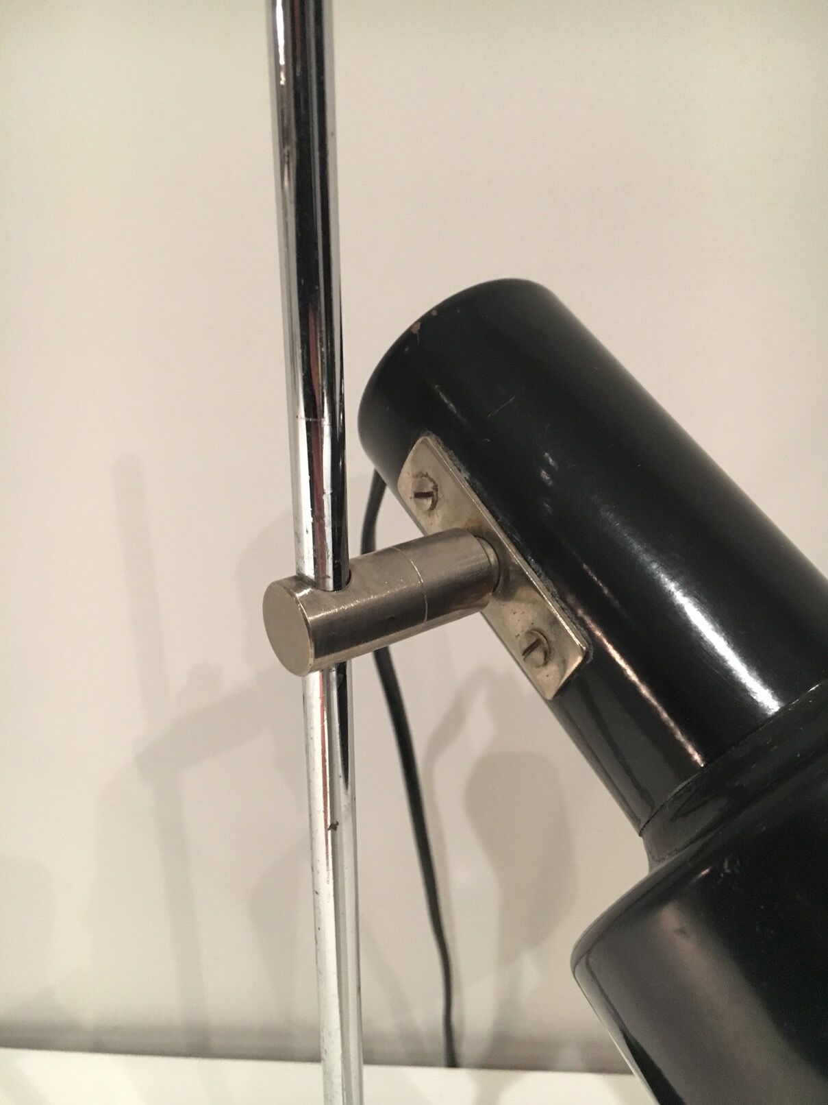 Adjustable lamp in black lacquered metal and chrome France 70s