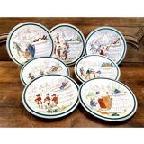 7 anciennes assiettes à dessert Creil et Montereau Terre de fer