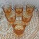 6 small vintage orange glasses
