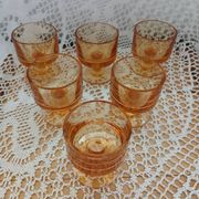 6 small vintage orange glasses