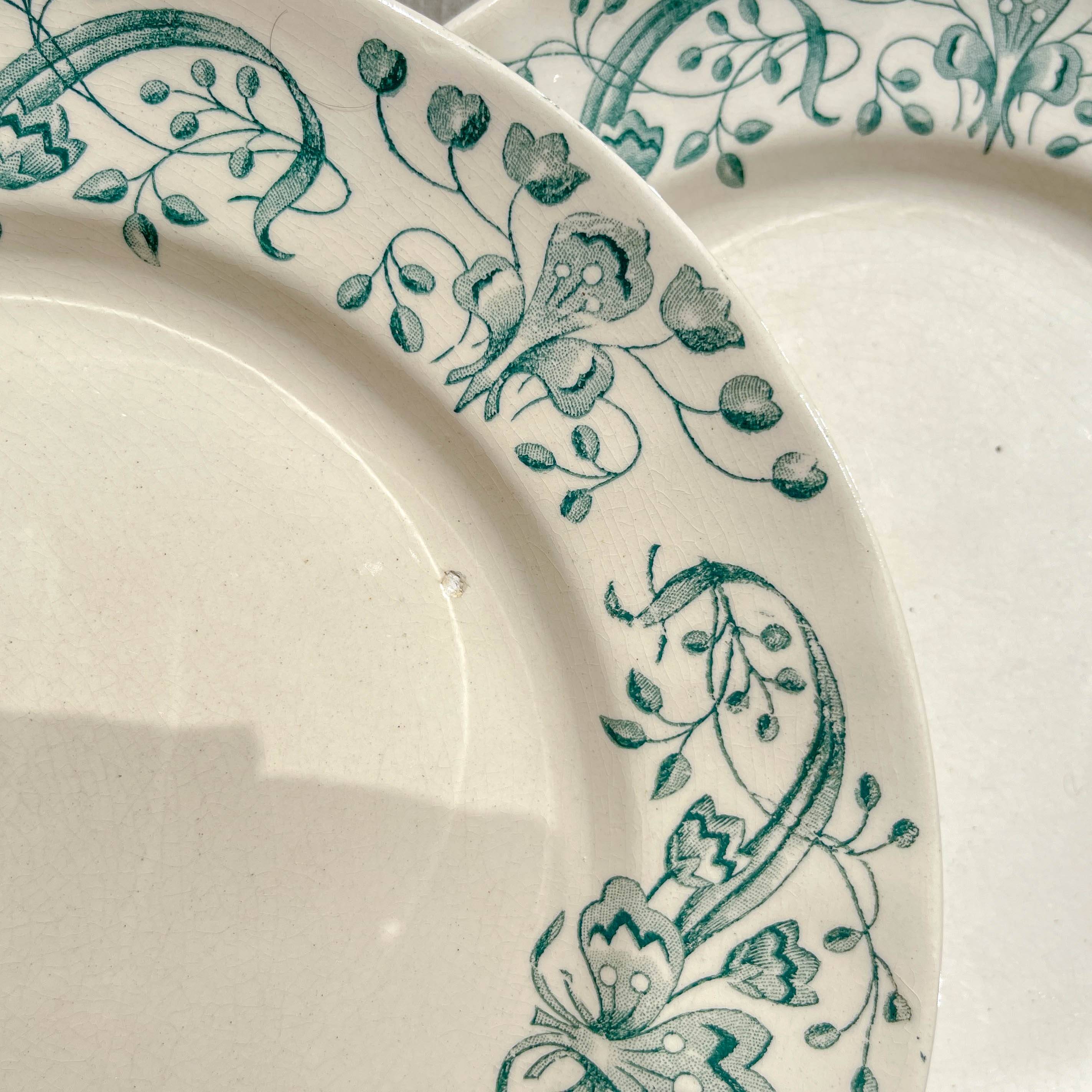 Set of 6 Antique Flat Plates "Figuig" Iron Earth – Longchamp 19th Century