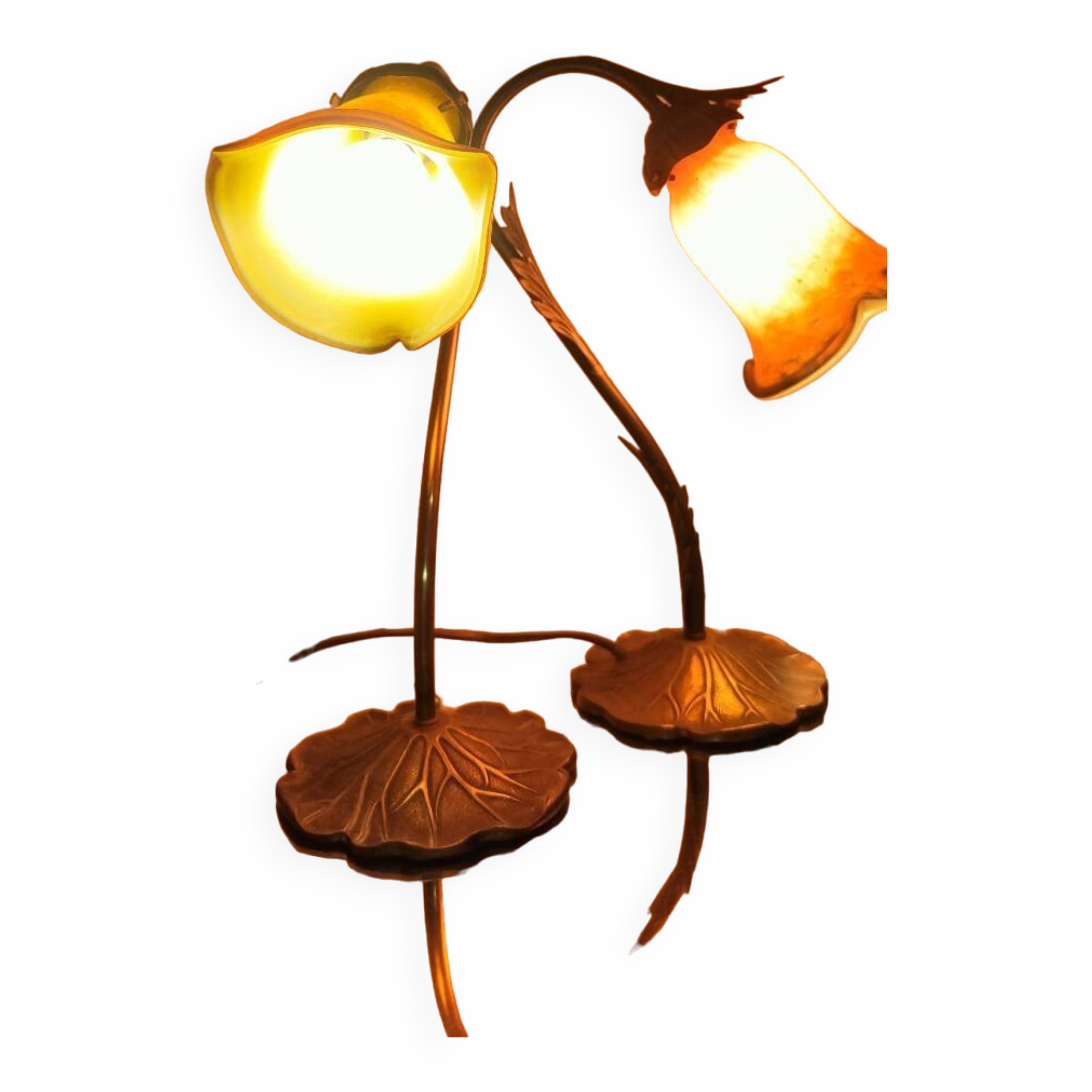Two art nouveau style tulip lamps signed art de France
