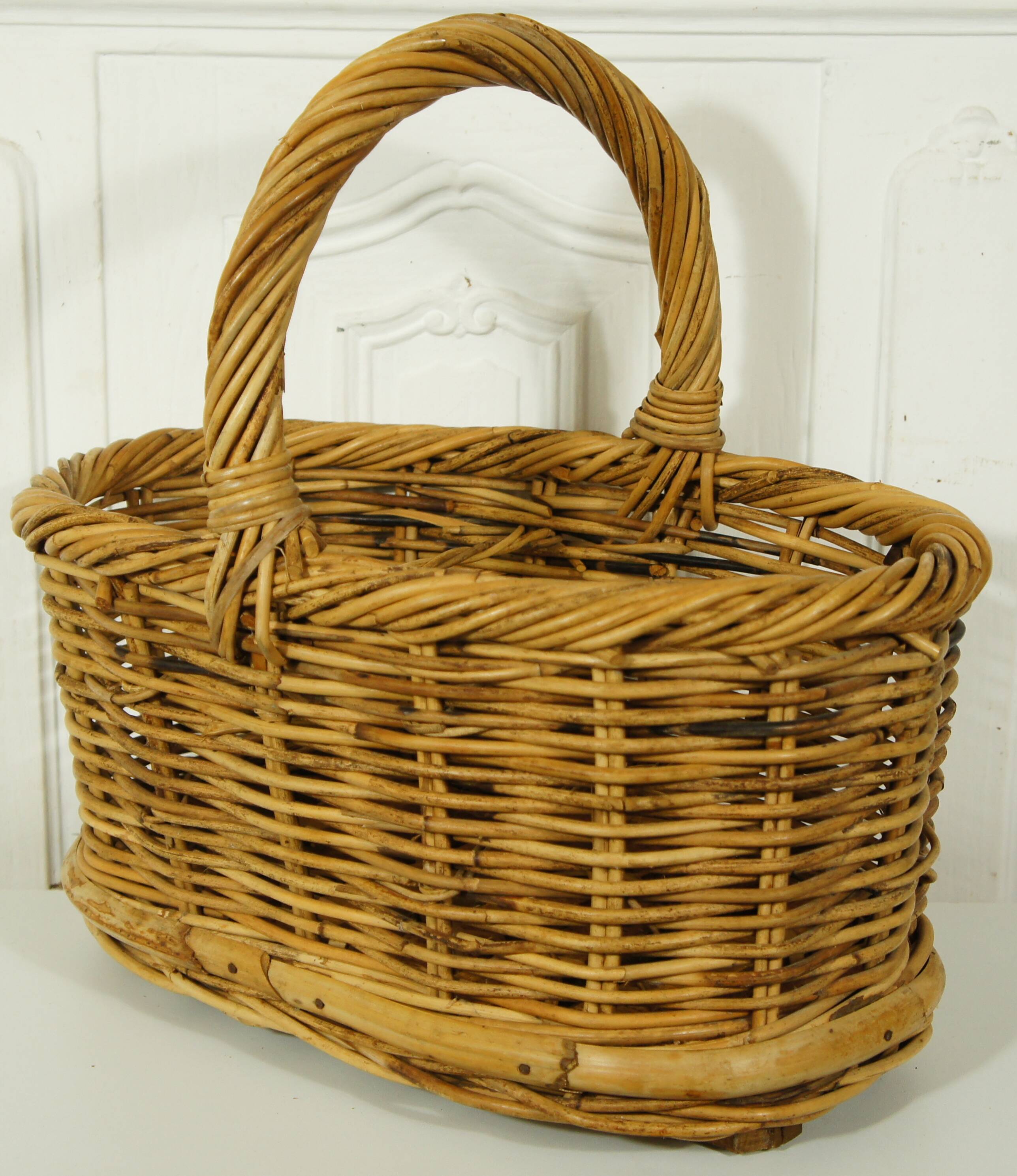 Rattan & bamboo bottle basket