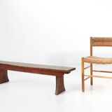 Banc rustique français en chêne brun, vers 1900