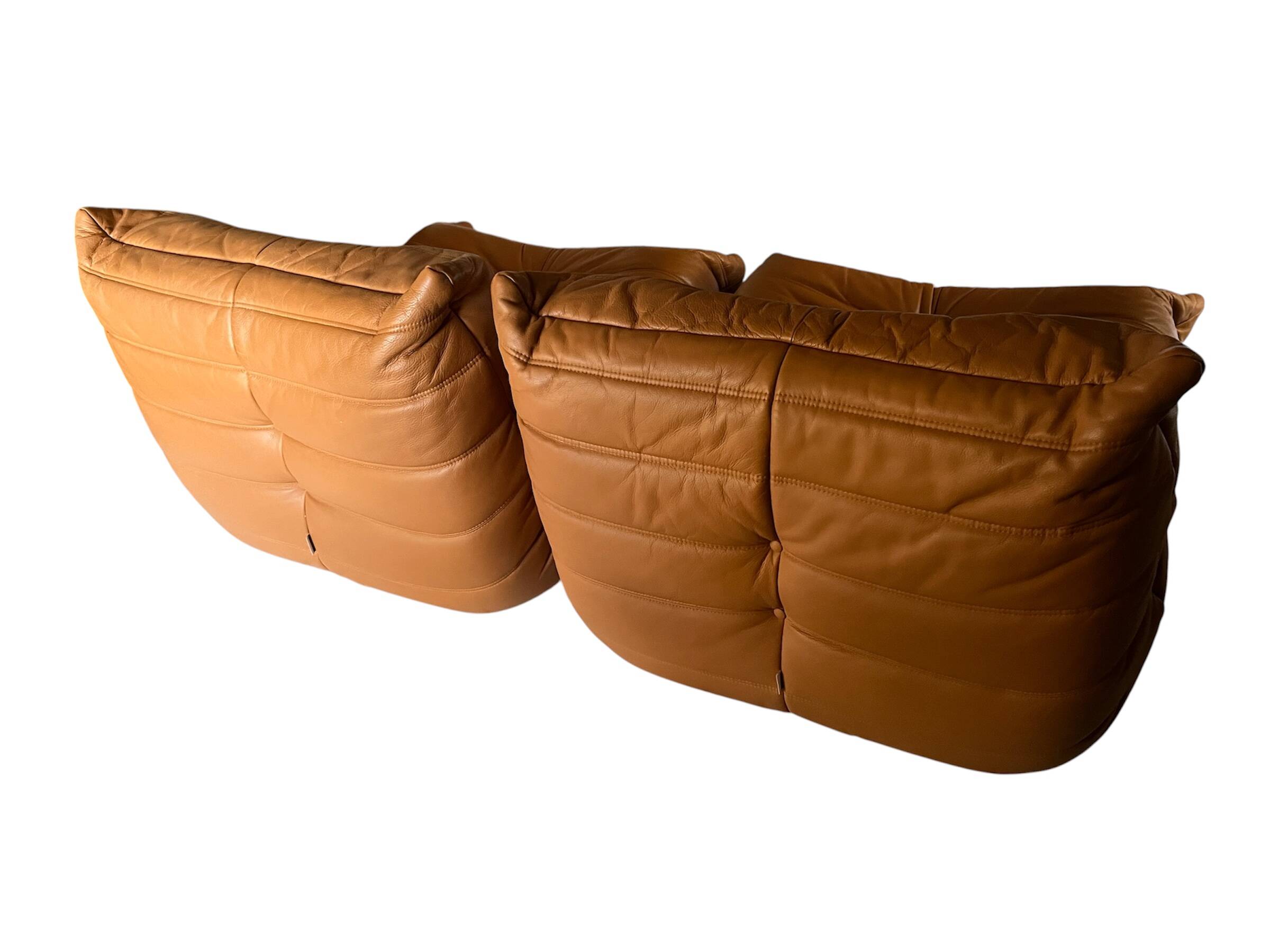 Ligne Roset Togo camel leather armchairs