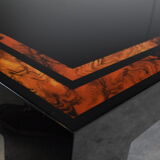 Vintage burl wooden coffee table, 1980s