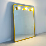 Mirror with integrated yellow metal bulbs, 1970