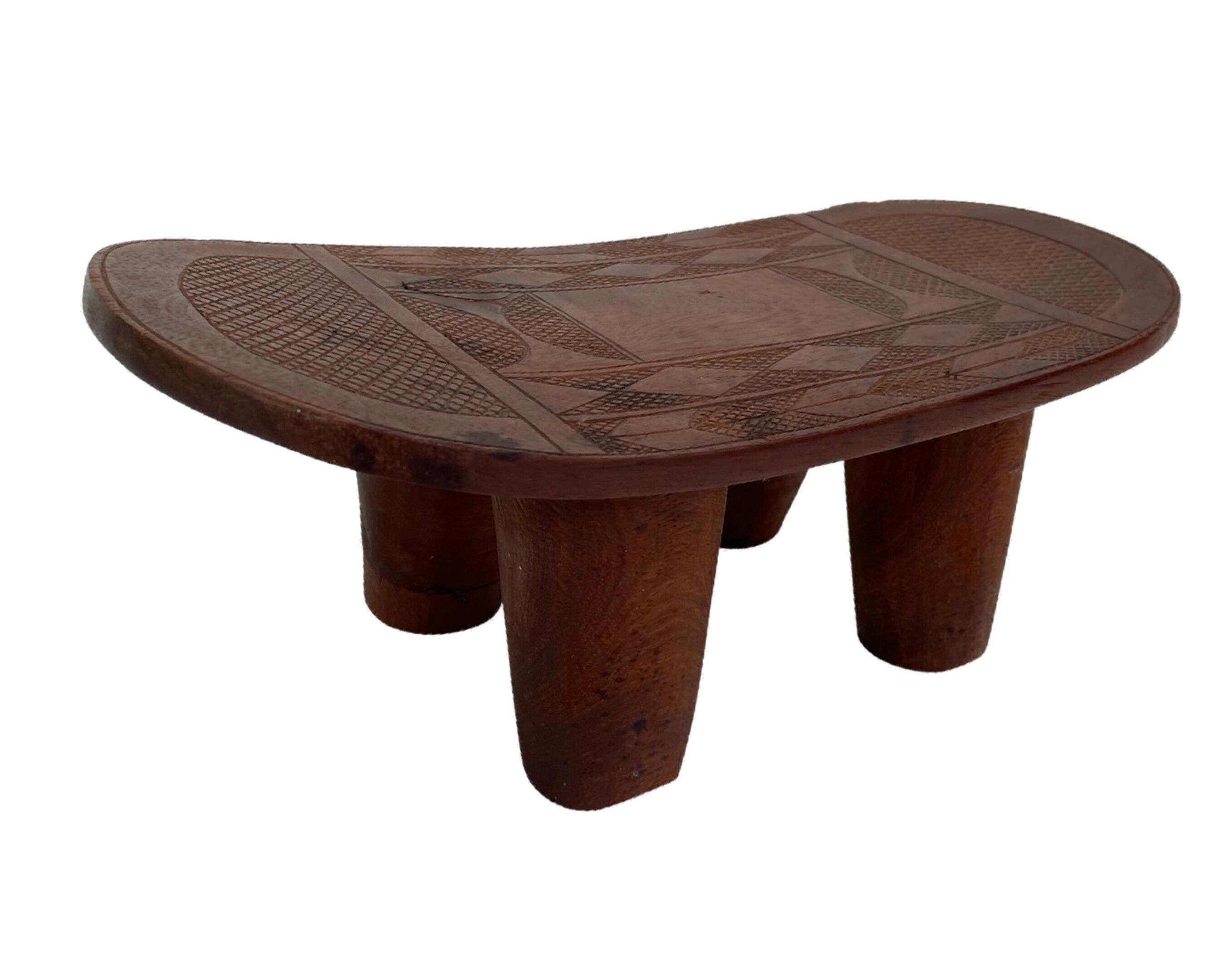 Vintage African hand-carved wooden Senufo stool bench design