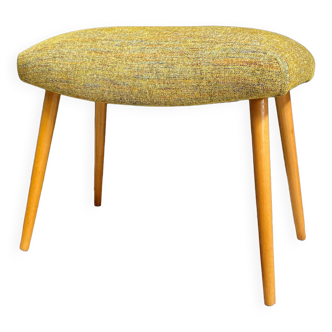 Yellow fabric foot stool, ottoman 1960s