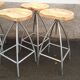 Set of 6 wooden stools with adjustable metal legs