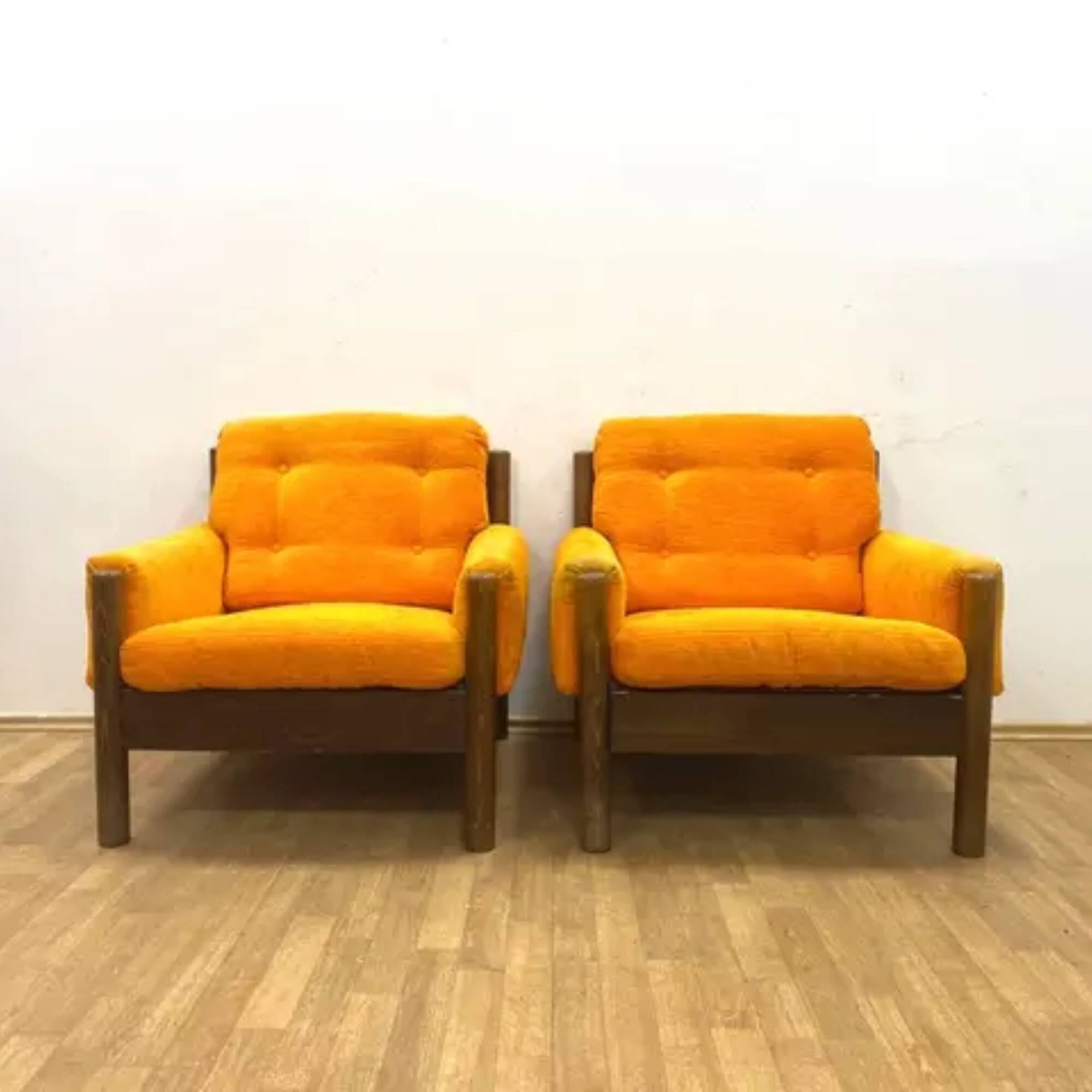 Mid-century retro vintage Czech seating set (armchairs and sofa), 1970s