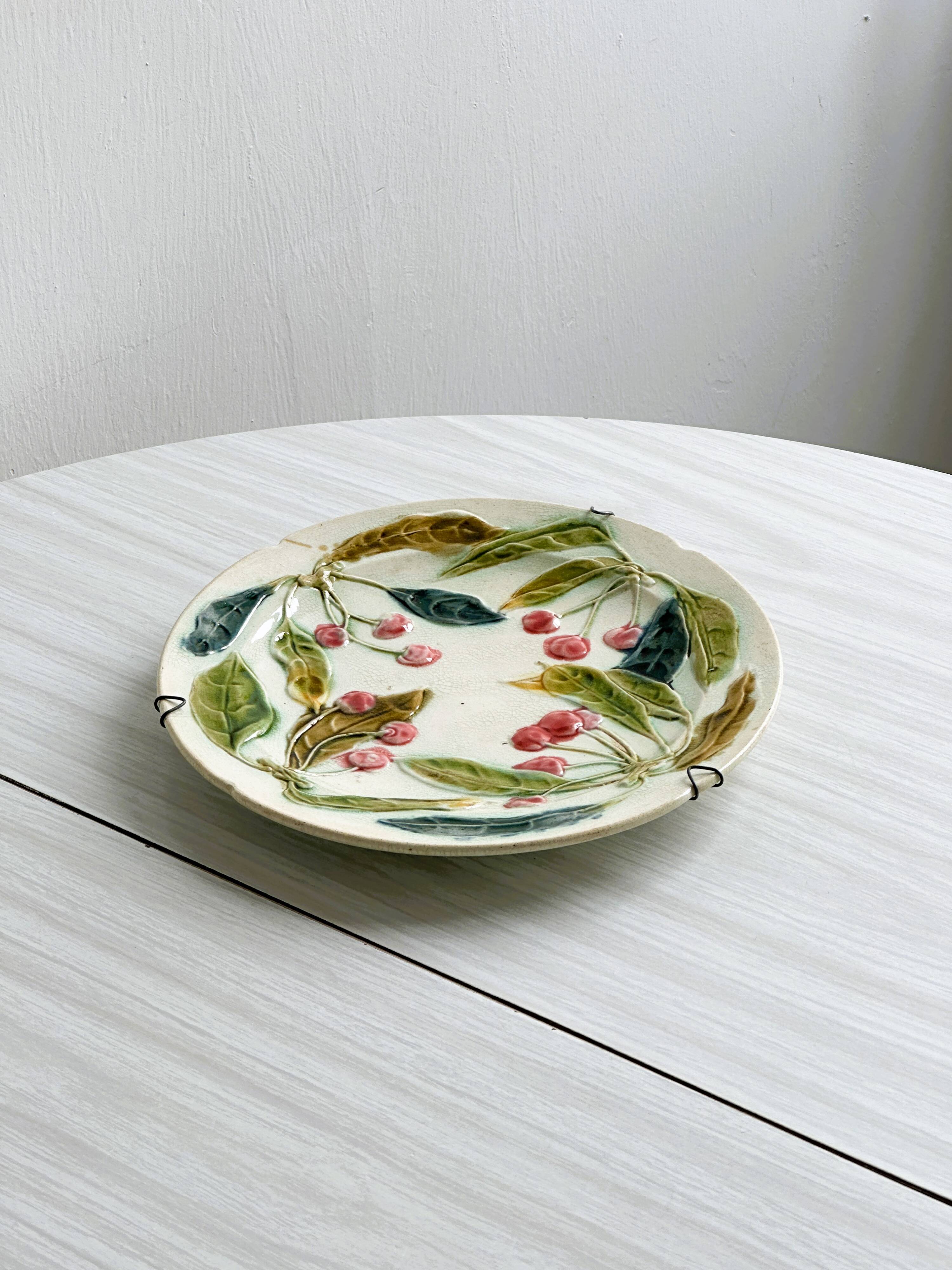 19th century cherry slip plate.