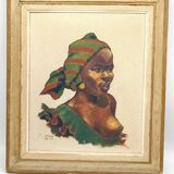 Orientalist portrait of an African woman by stone Alauzun 1950s