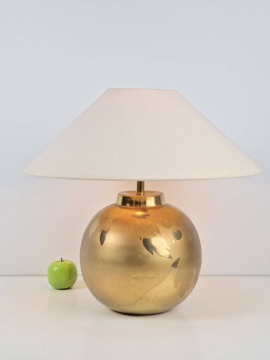 Vintage Sphere Brass Table Lamp by Louis Drimmer, France, 1970s