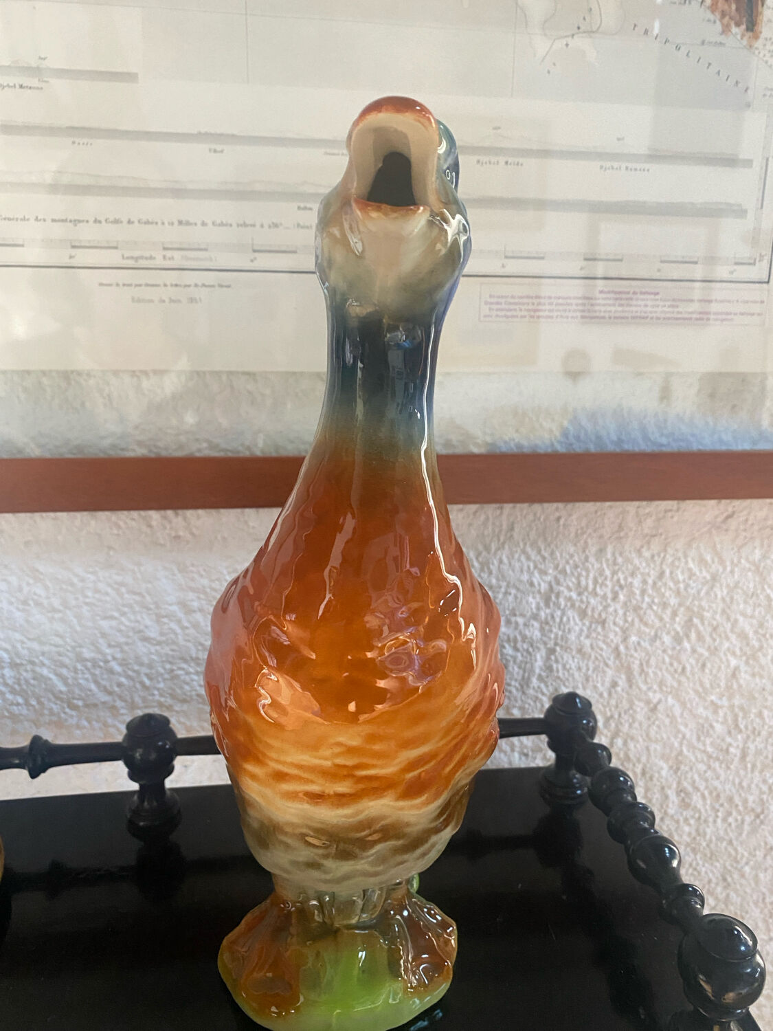 Saint Clément barbotine green duck jug