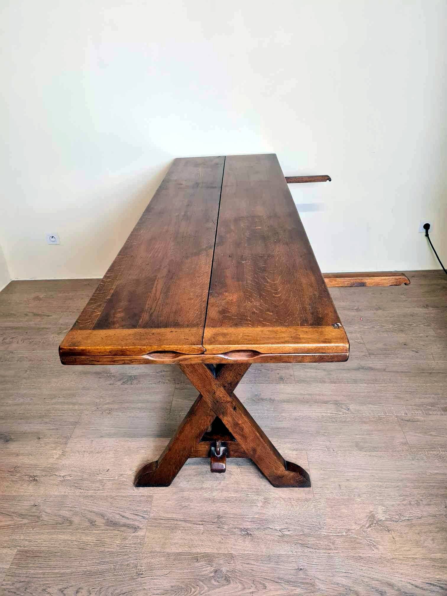 Superb Vintage Brutalist table from the 60s in solid wood