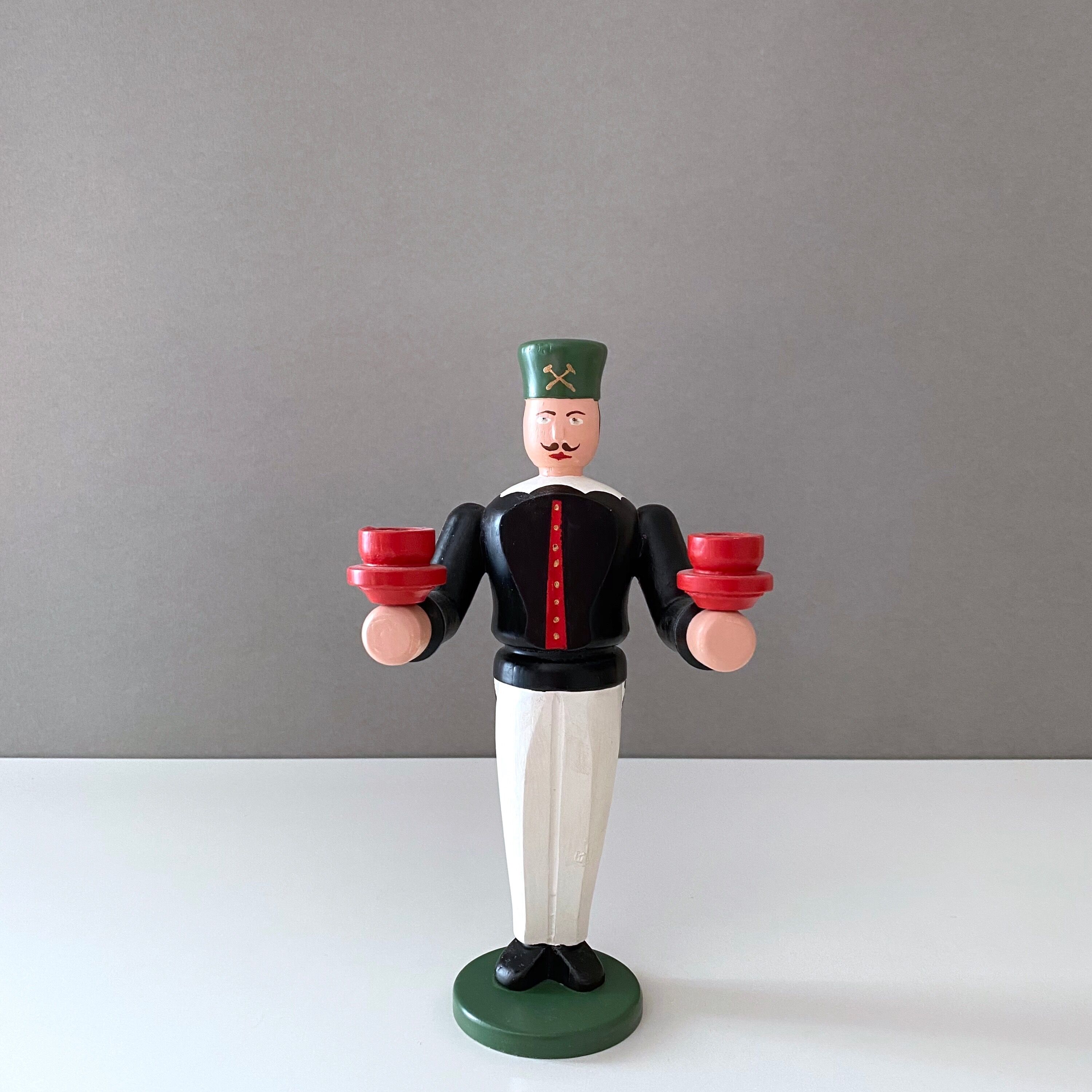 Wooden miner from the Erzgebirge, candle holder, vintage decoration, Christmas