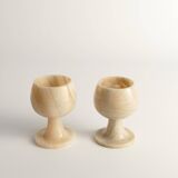 Hand Turned Light Brown Onyx Goblets Candleholders, Set of 2