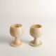 Hand Turned Light Brown Onyx Goblets Candleholders, Set of 2
