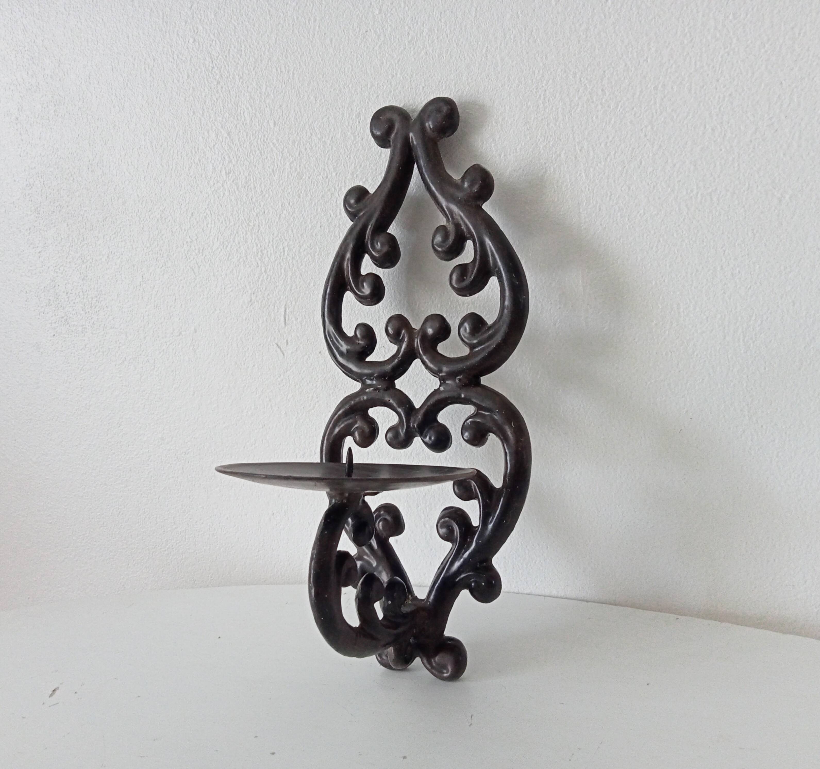 Antique wall candle holder in enamelled cast iron