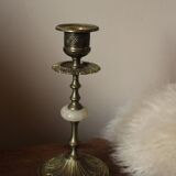 Brass alabaster torch candle holder