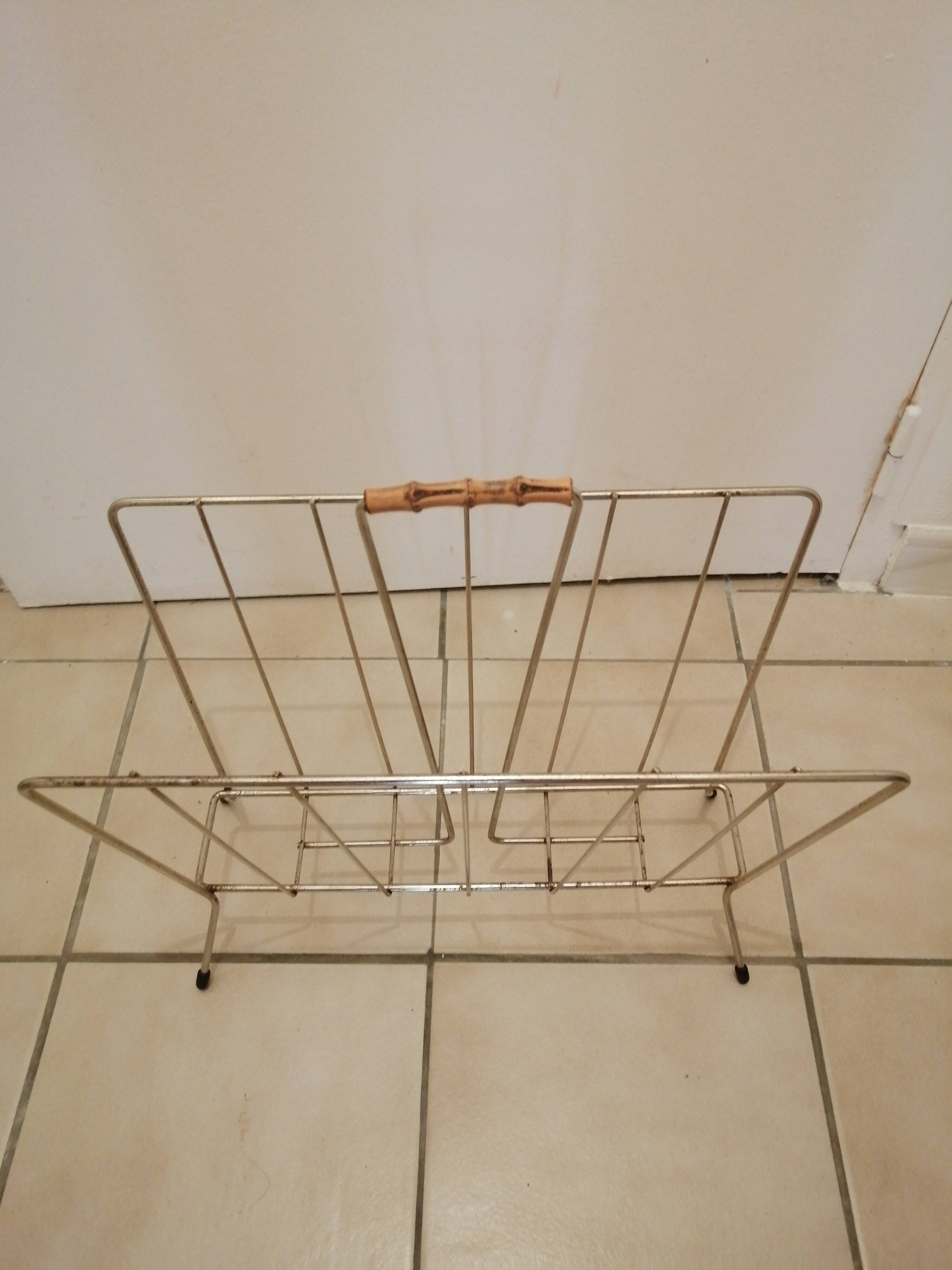 Vintage magazine holder in gold metal