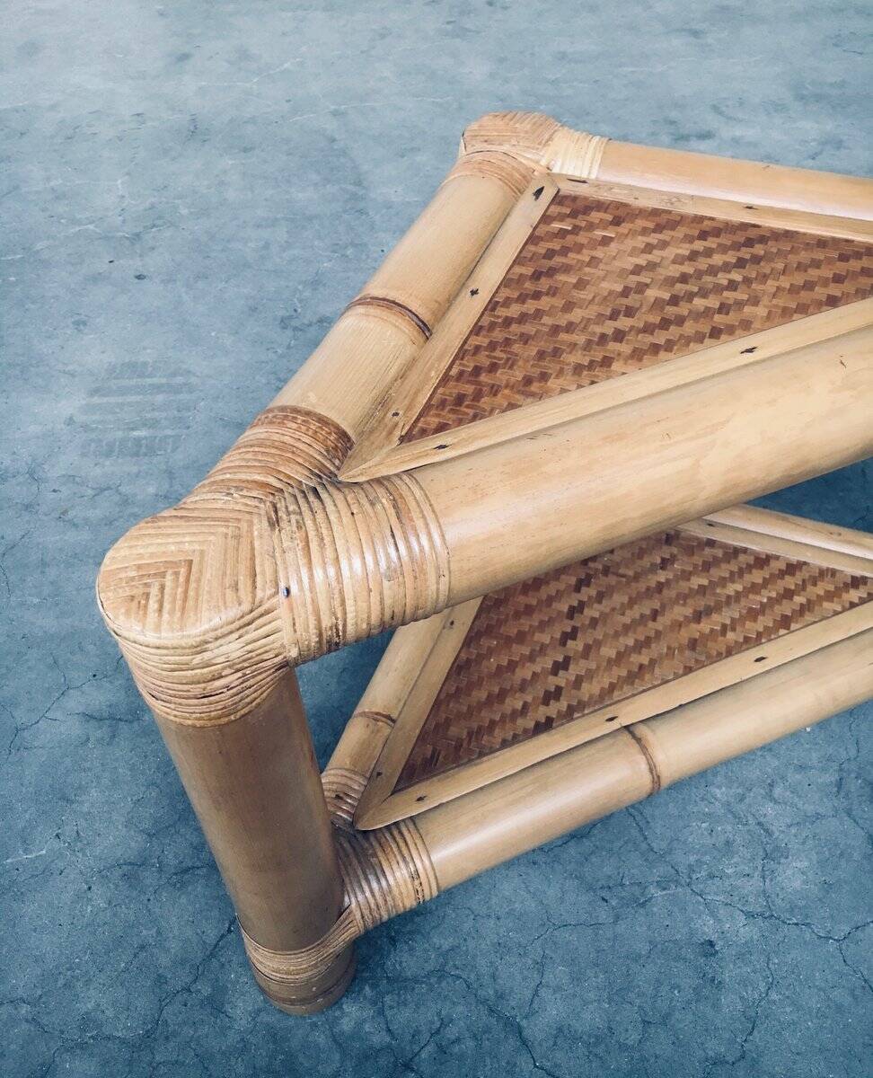 Handcrafted Bamboo Corner Table Set, 1970s, Set of 2