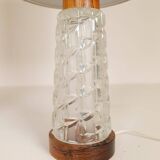 Midcentury table lamps Orrefors teak and glass Sweden
