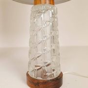 Midcentury table lamps Orrefors teak and glass Sweden