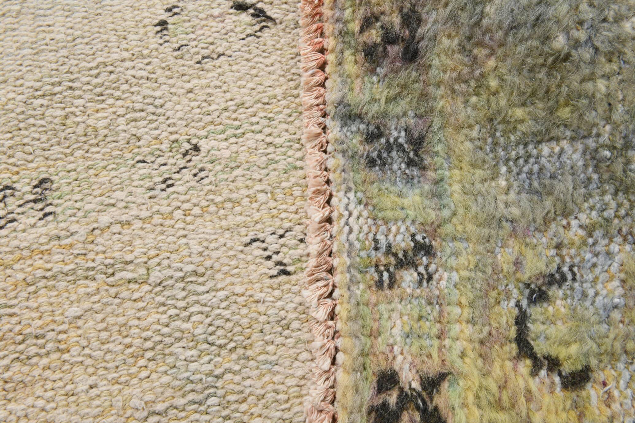 6x10 Sage Green Bohemian Style Wool Vintage Rug, 190x296 Cm