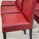 6 Italian Vega chairs in burgundy leather with high backs