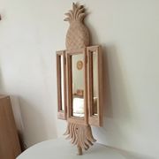 Miroir triptyque Art déco Ananas en bois sculpté