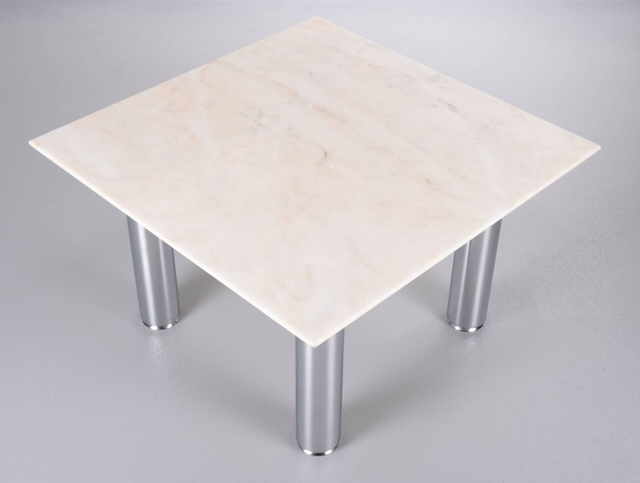 Wolfgang C.R. Mezger Marble on steel coffee table 1980s