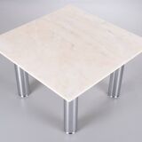 Wolfgang C.R. Mezger Marble on steel coffee table 1980s