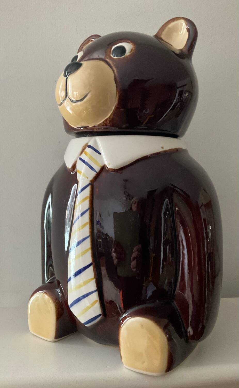Vintage ceramic glazed bear biscuit jar