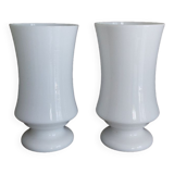 Set of 2 white opaline vases