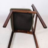 Ensemble de 12 chaises de salle à manger en palissandre et tissu vert