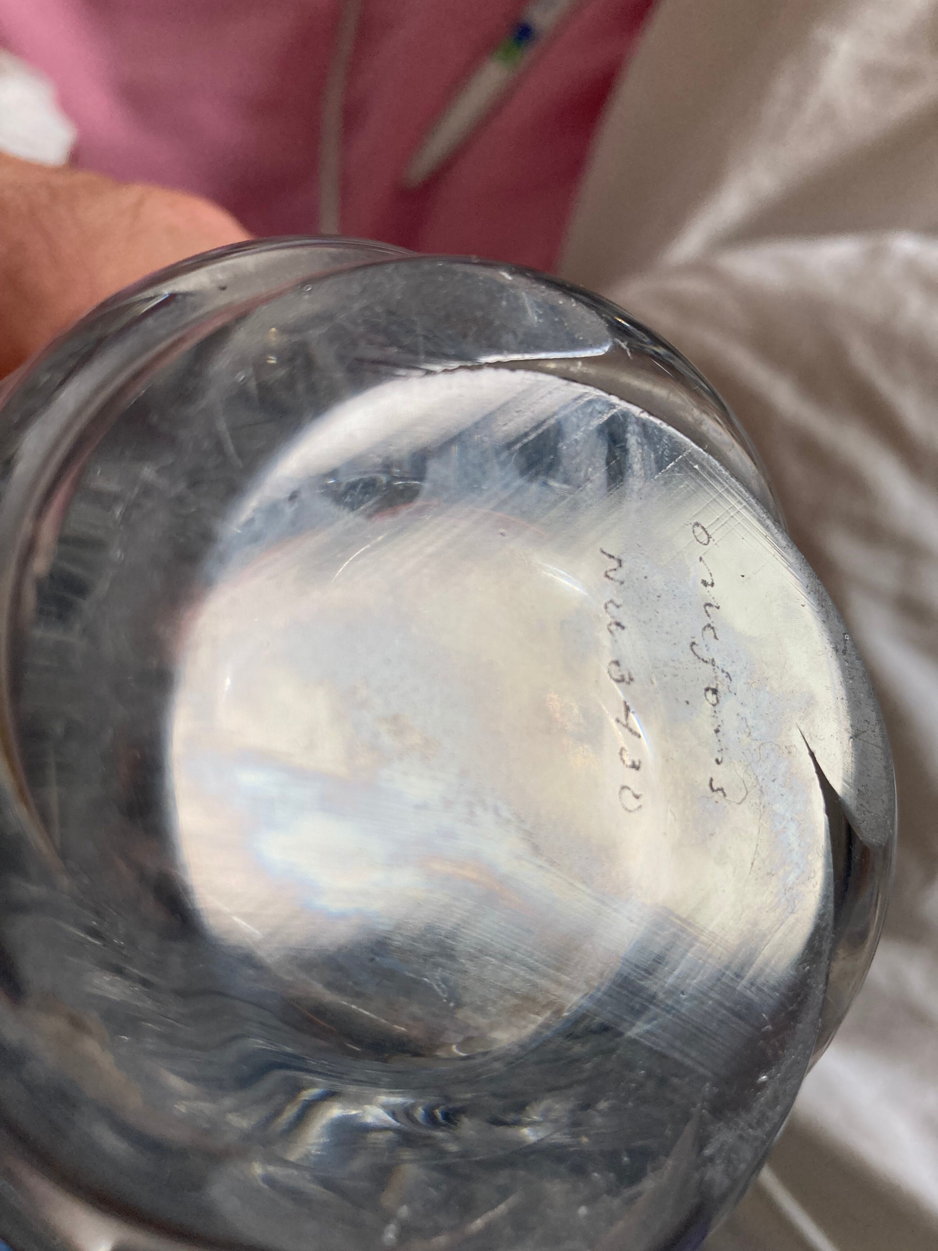 Twisted crystal vase, signed