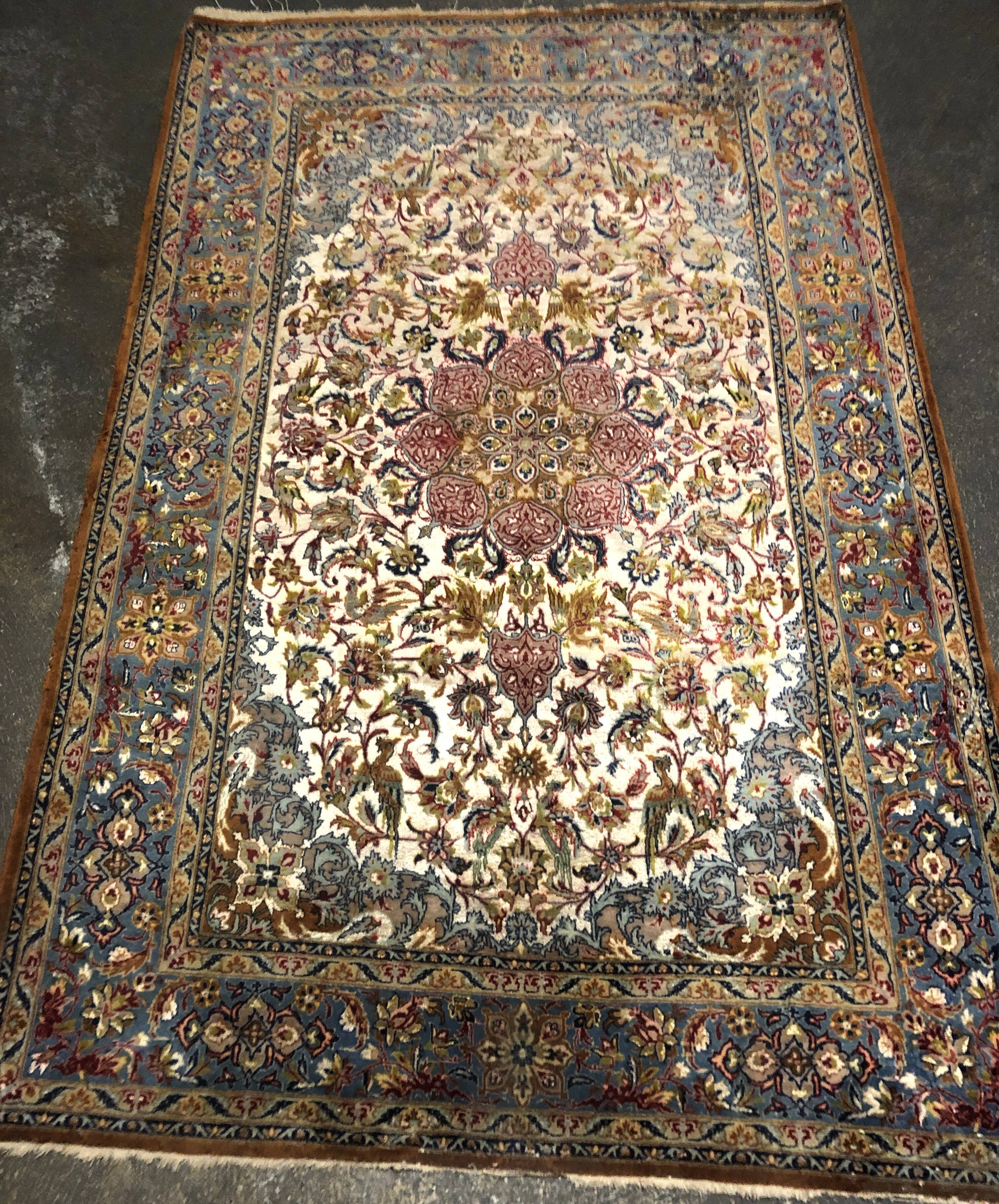 Oriental carpet iran ispahan wool and silk 1.10 x 1.60 m
