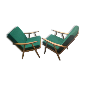 Pair of boomerang armchairs Thonet