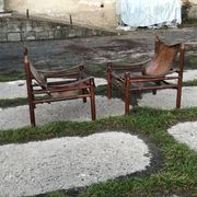 Fauteuils Safari en cuir années 1960